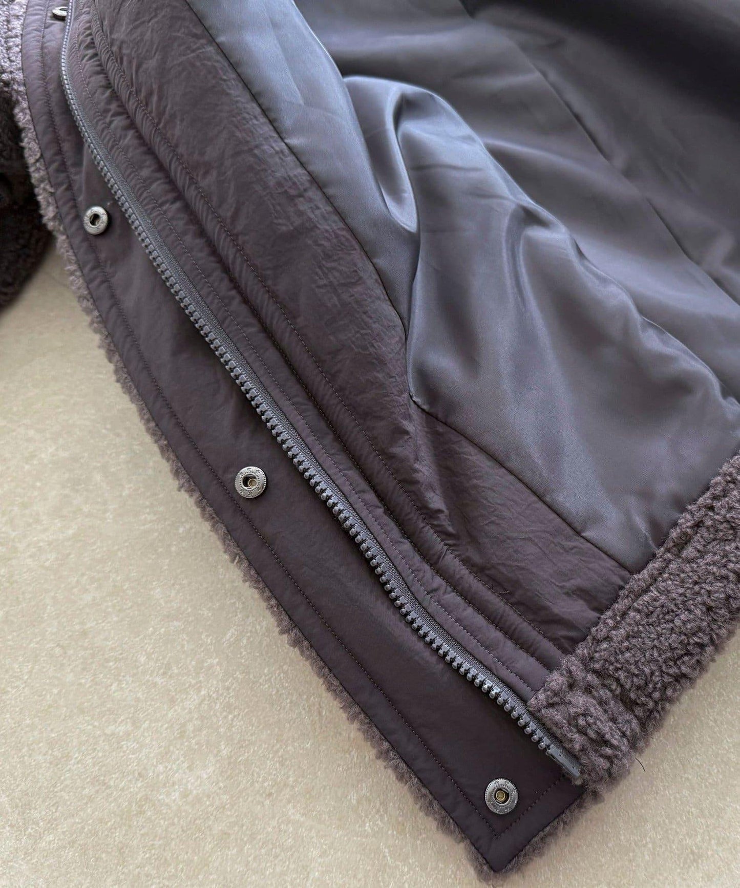 仿羊羔絨無領夾克