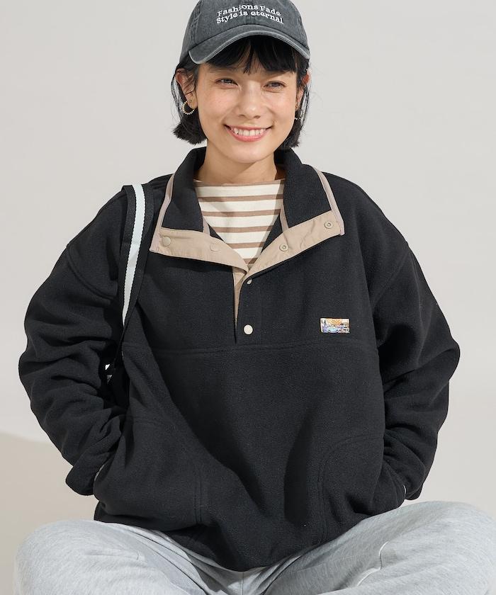 拼色抓絨套頭衫