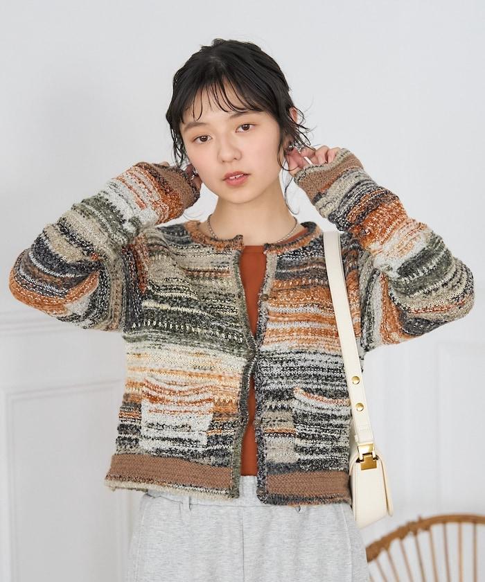 混紡紗線彩色針織開衫