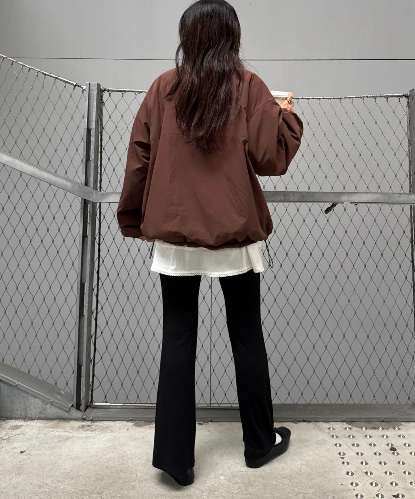 【willow】可雙面穿長絨尼龍套頭衫