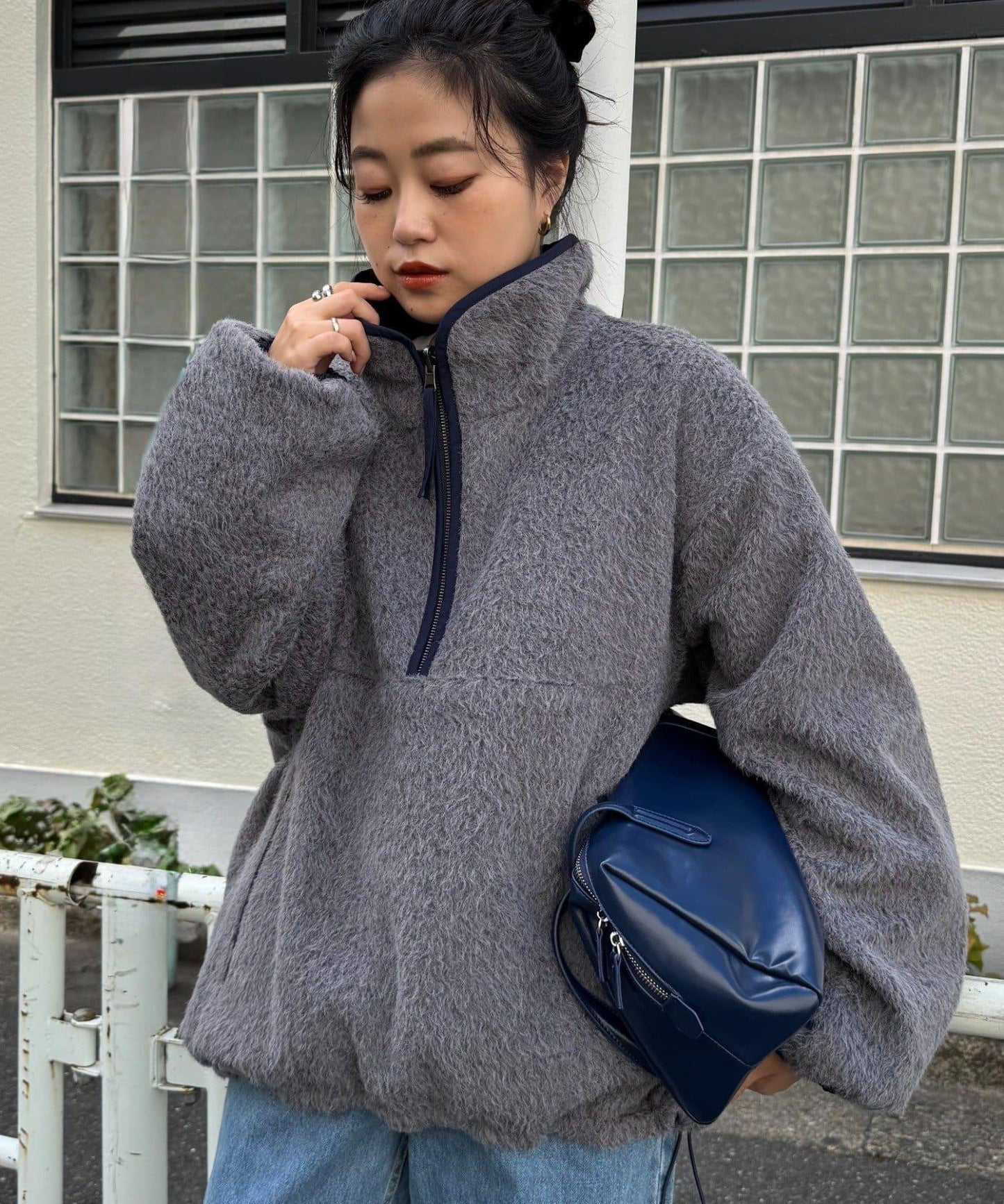 【willow】可雙面穿長絨尼龍套頭衫
