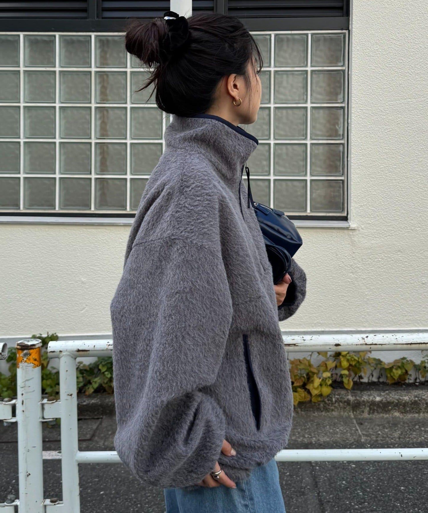 【willow】可雙面穿長絨尼龍套頭衫