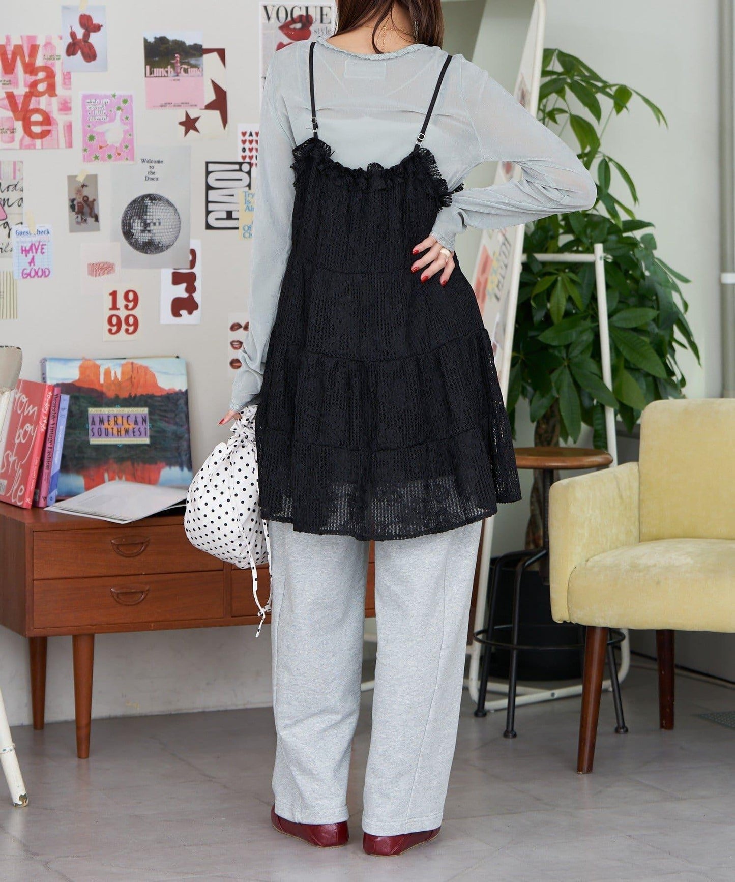 花卉刺繡網紗長款上衣