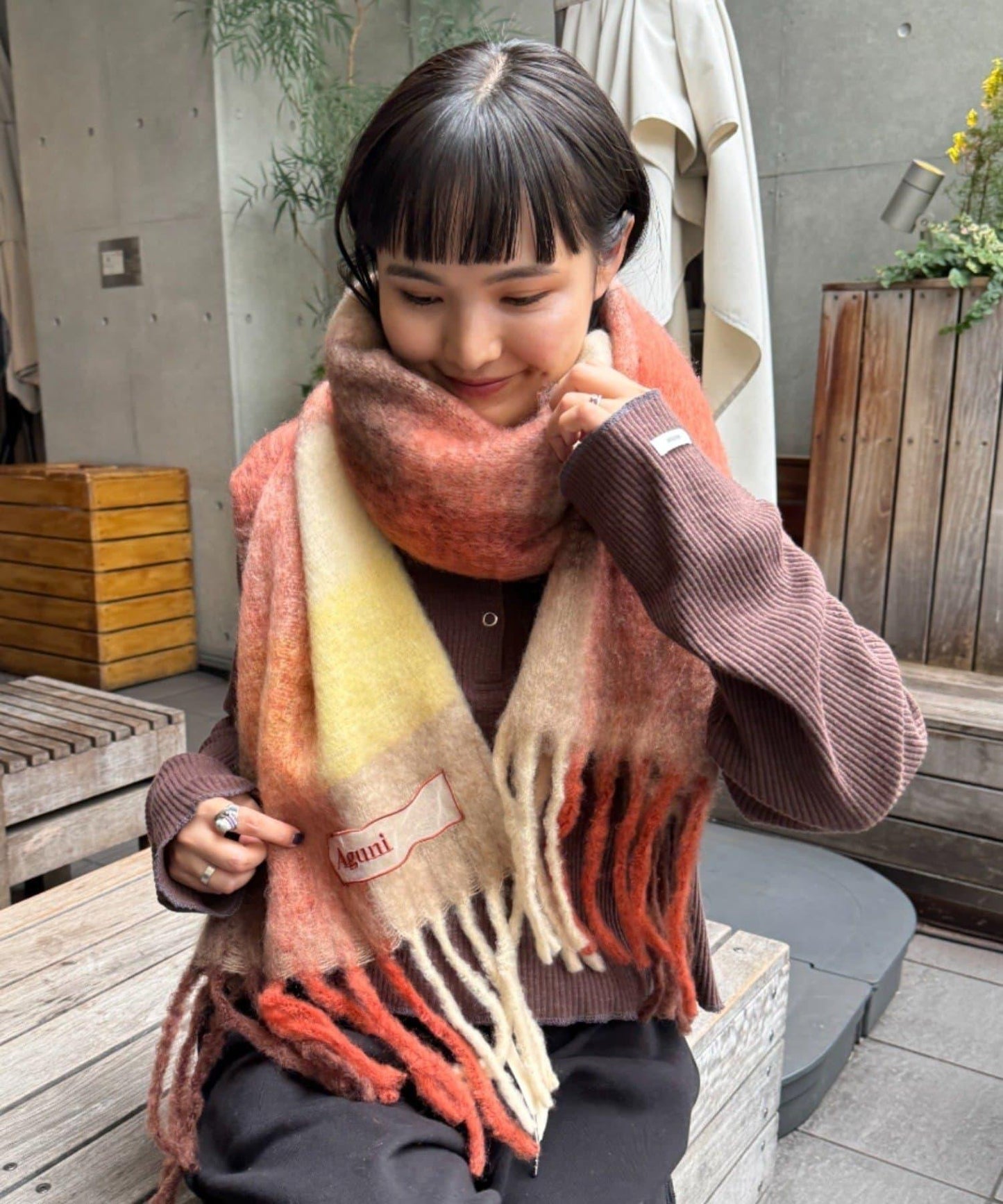 【Aguni】格子紋圍巾