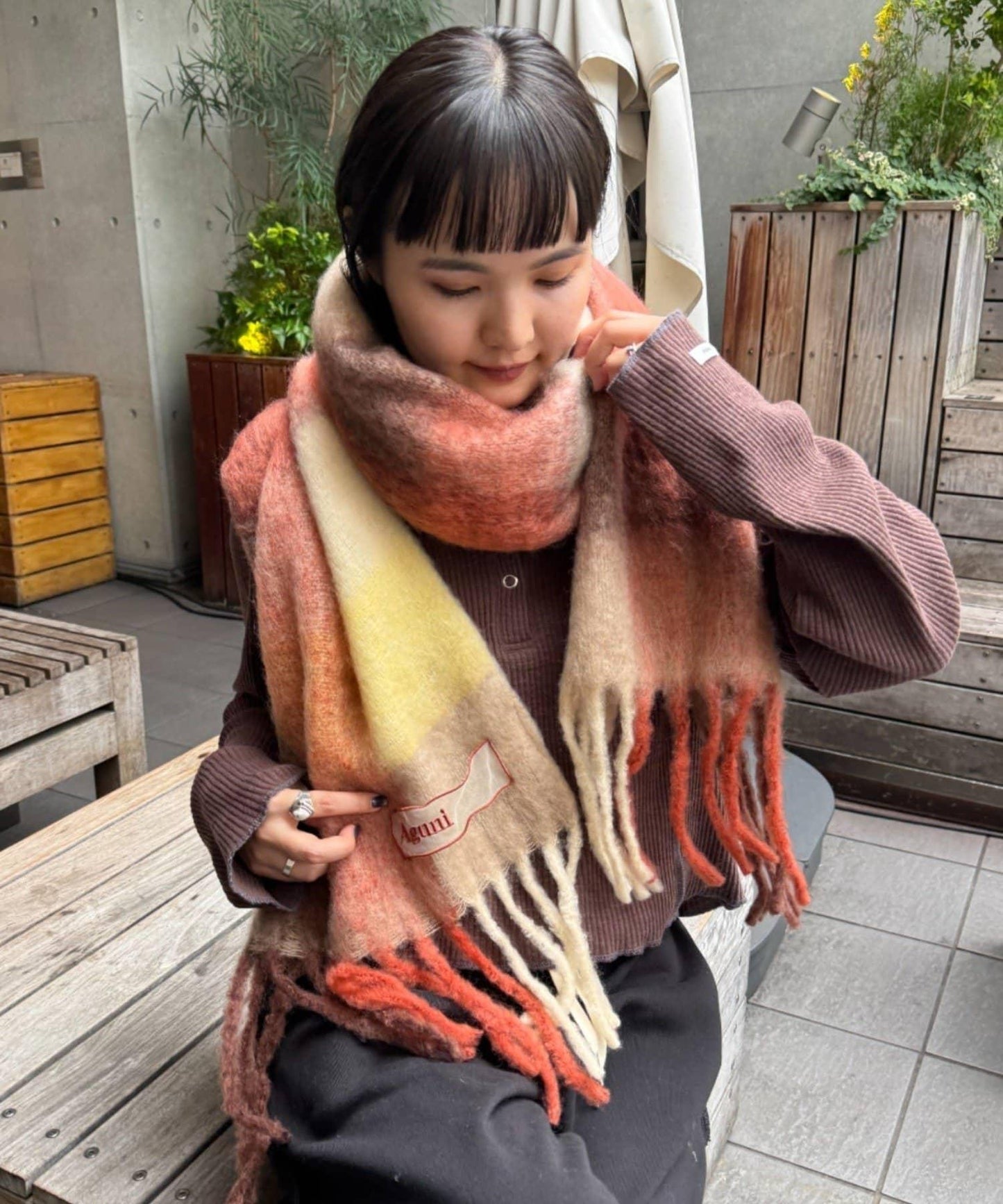 【Aguni】格子紋圍巾