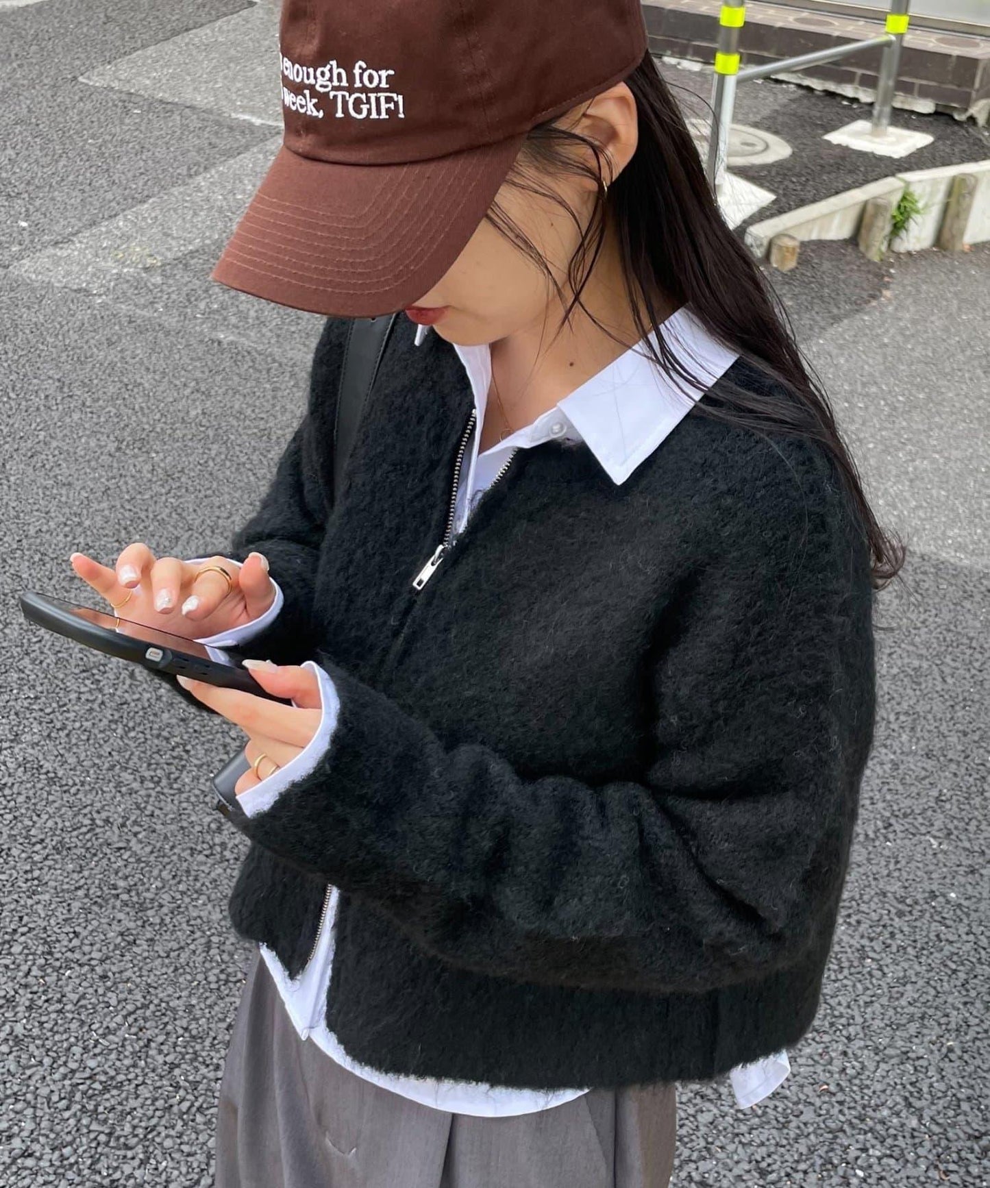 羊毛混紡圈圈紗雙拉鍊開衫