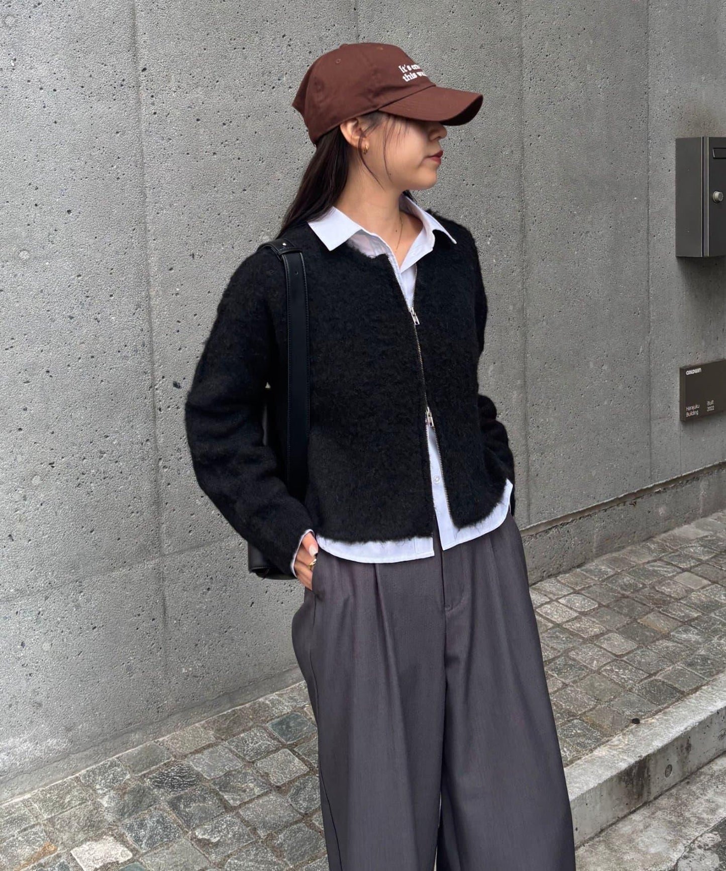 羊毛混紡圈圈紗雙拉鍊開衫