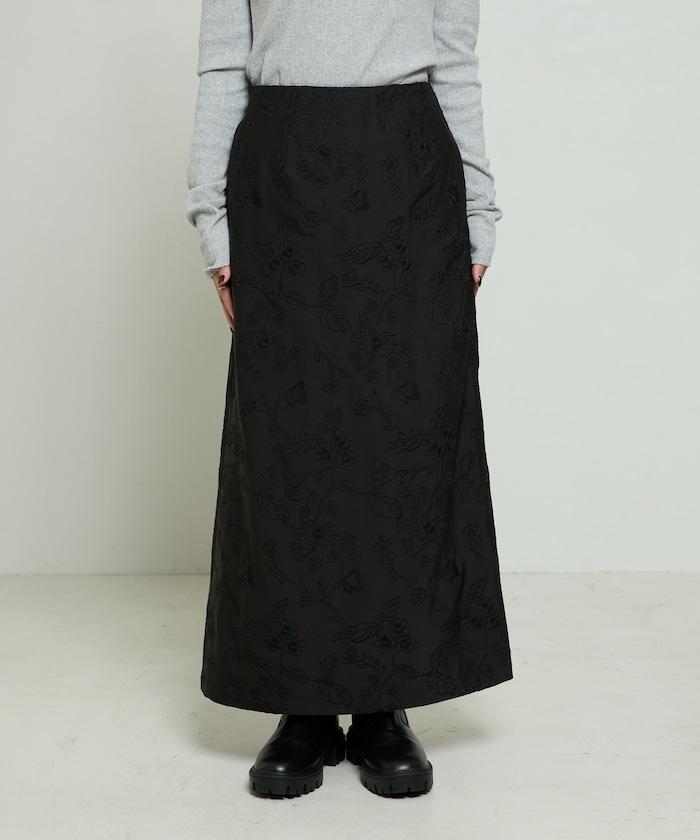 花卉刺繡I型休閒半身裙