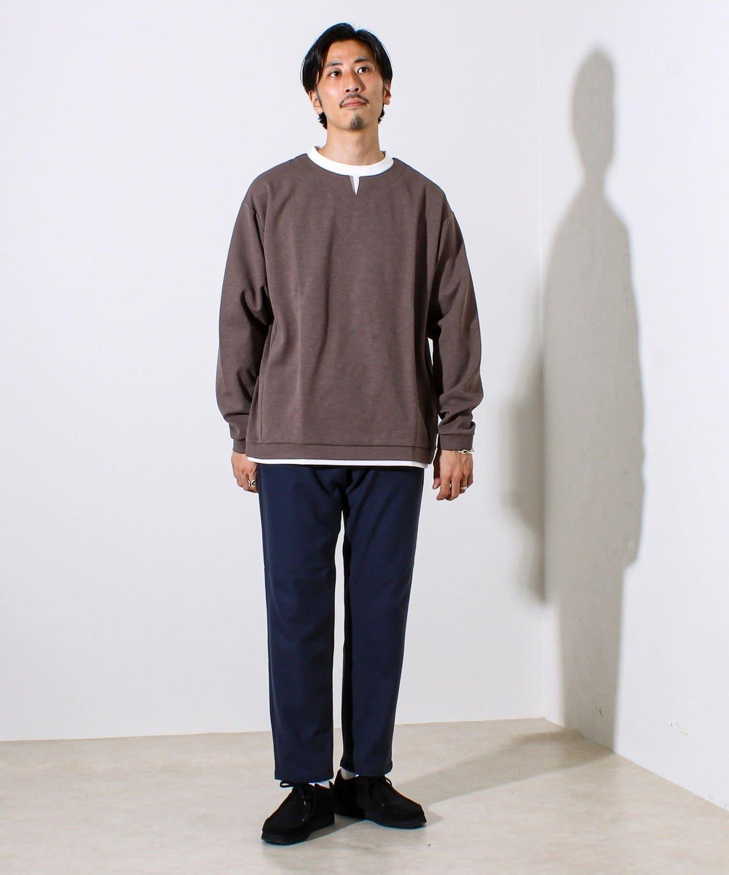 全方位混色針織假兩件V領長袖