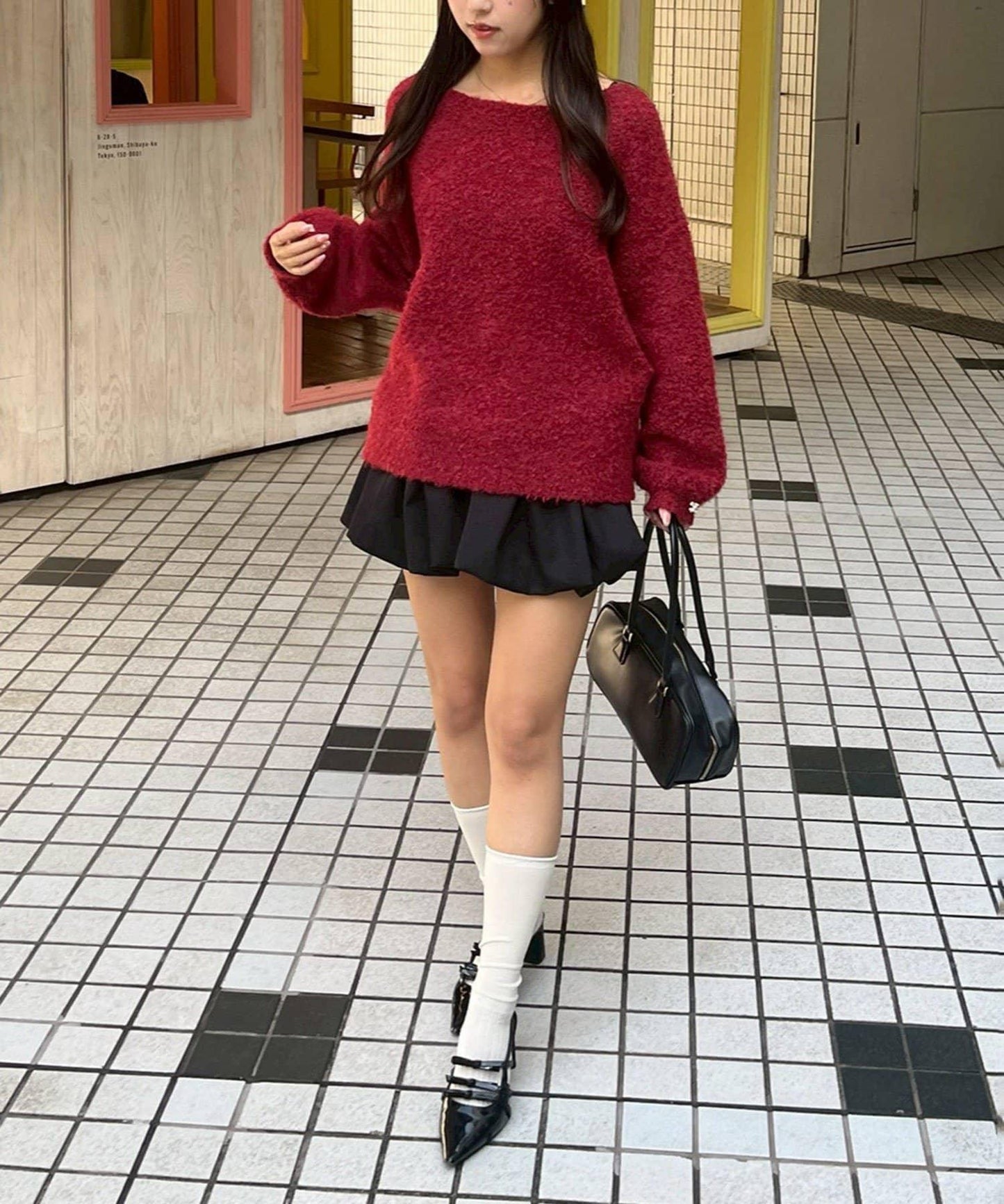 【Ribbon Collection】後背天鵝絨蝴蝶結針織衫