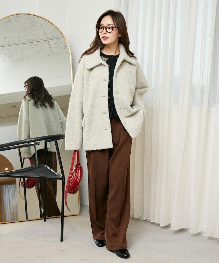 羊羔絨中長款外套