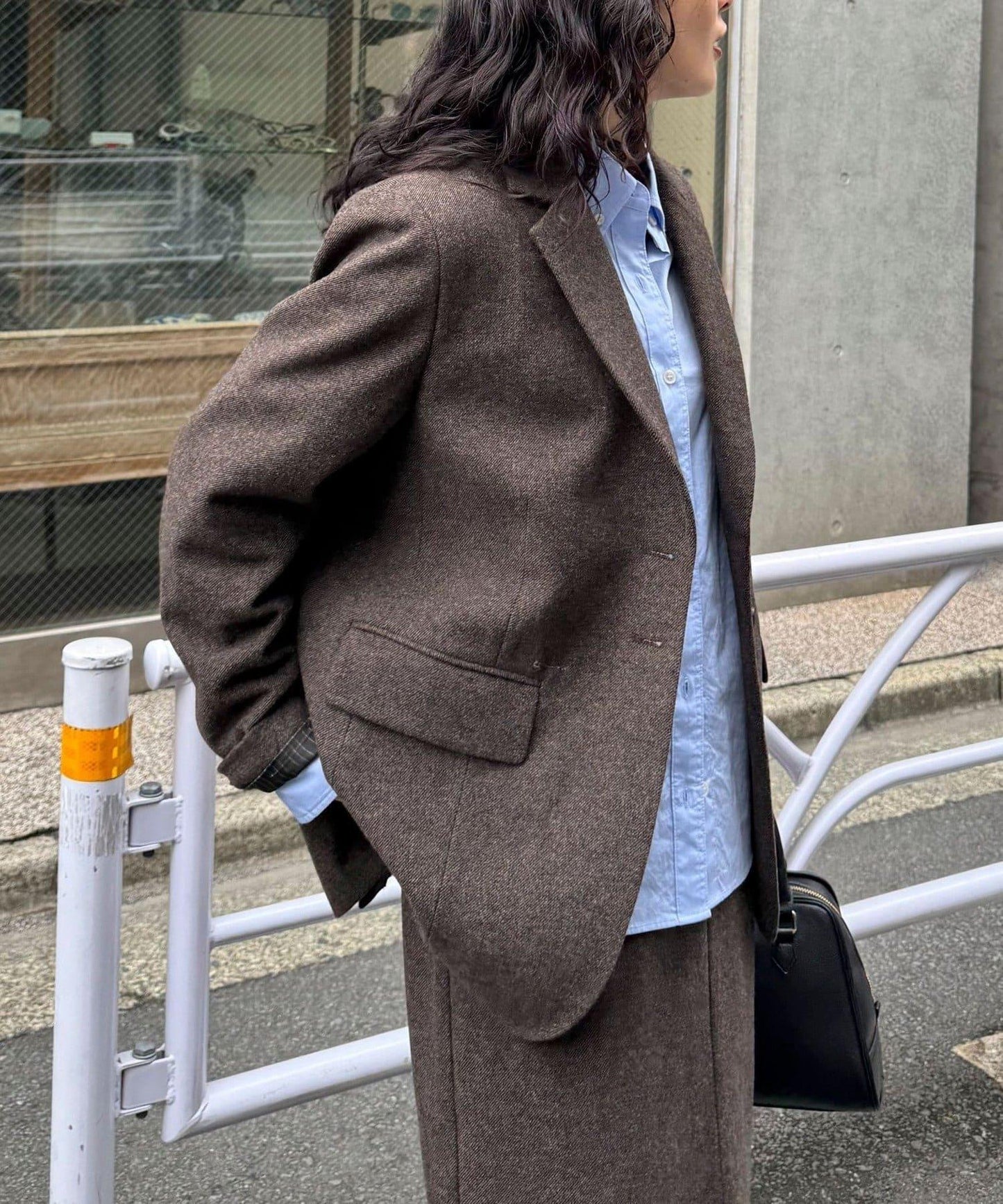 套裝可搭配粗花呢寬鬆夾克