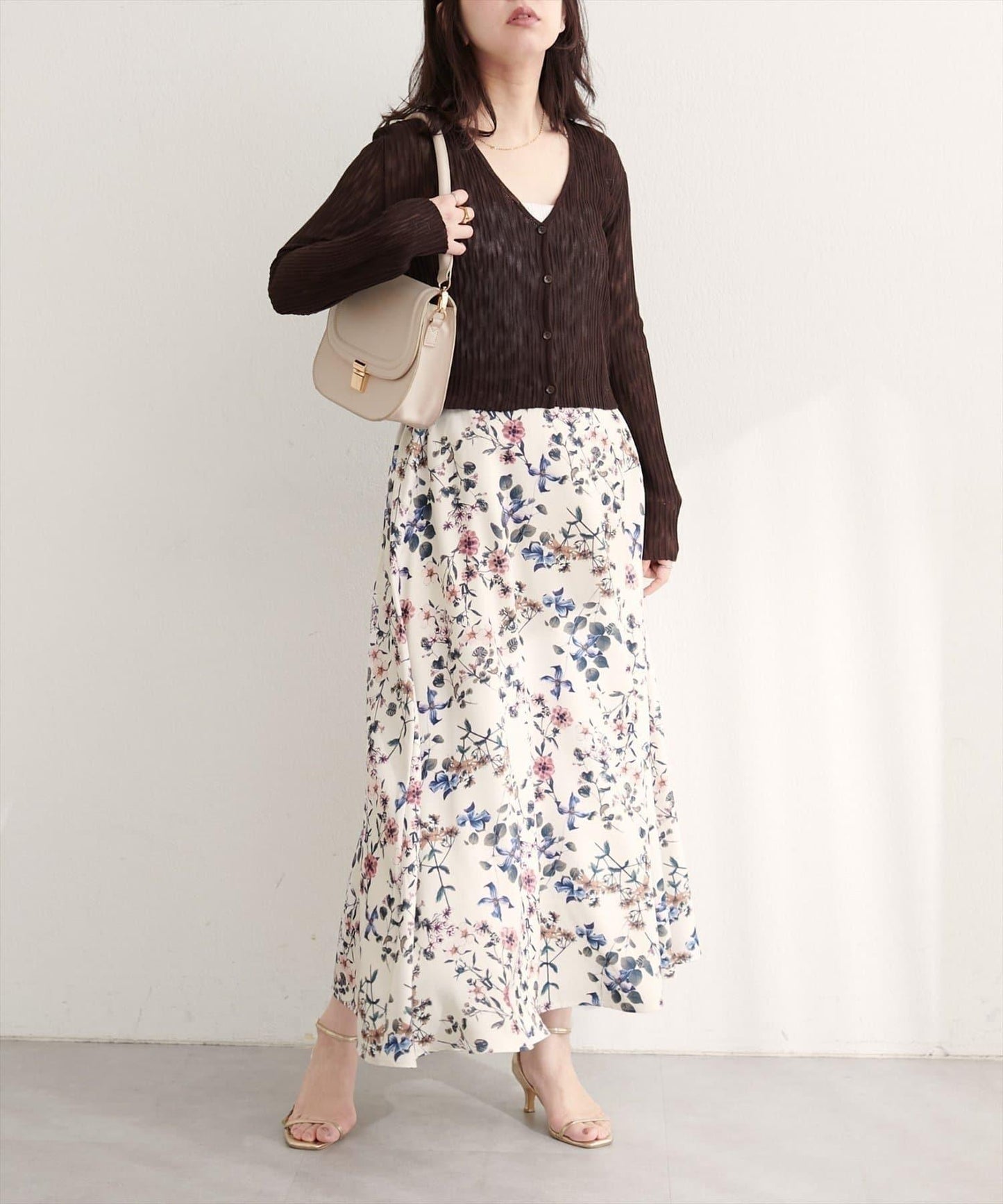 【natural couture】花卉印花喇叭裙
