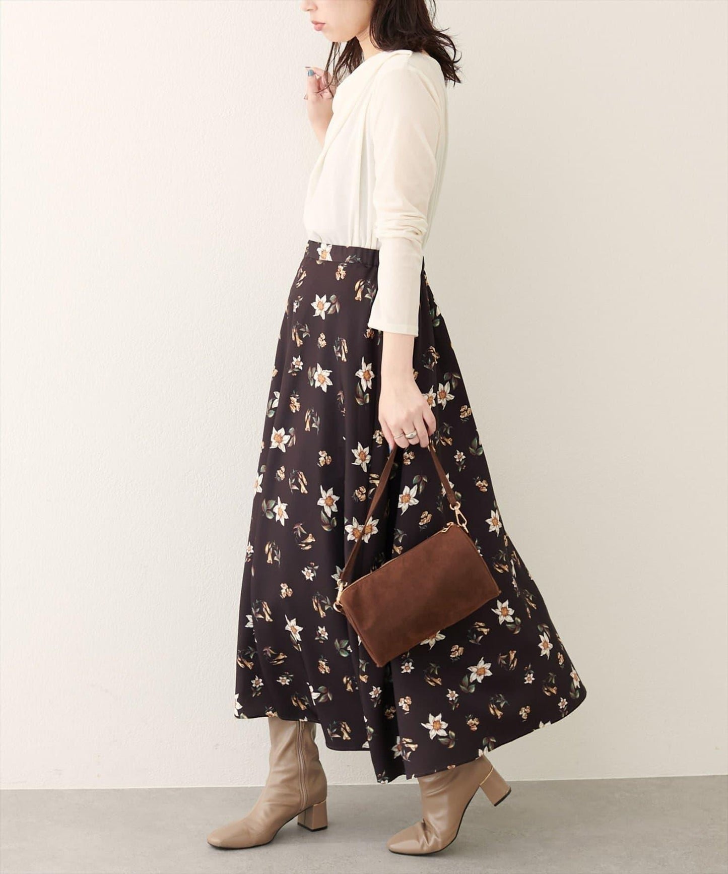 【natural couture】花卉印花喇叭裙