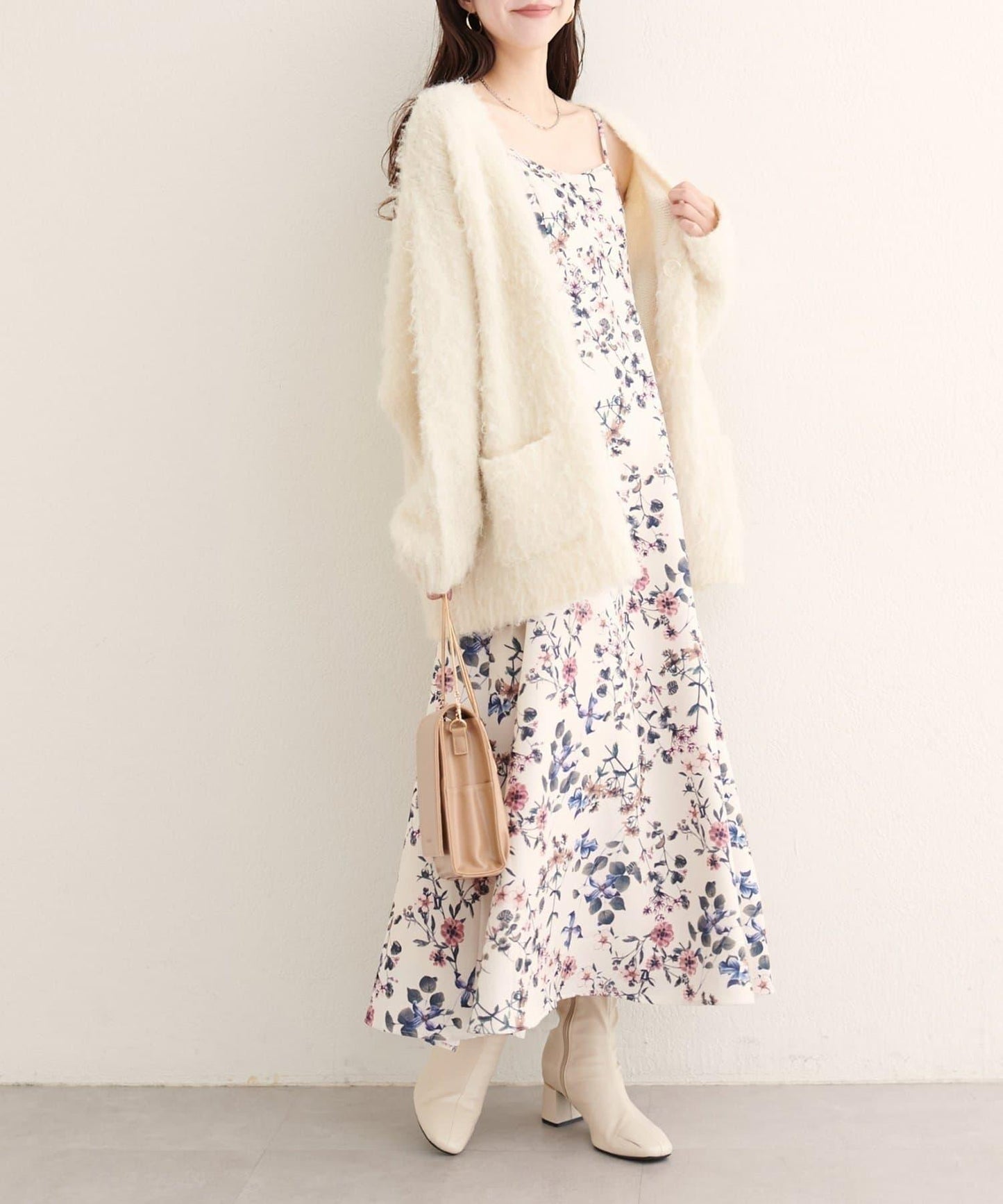 【natural couture】花卉圖案吊帶連衣裙