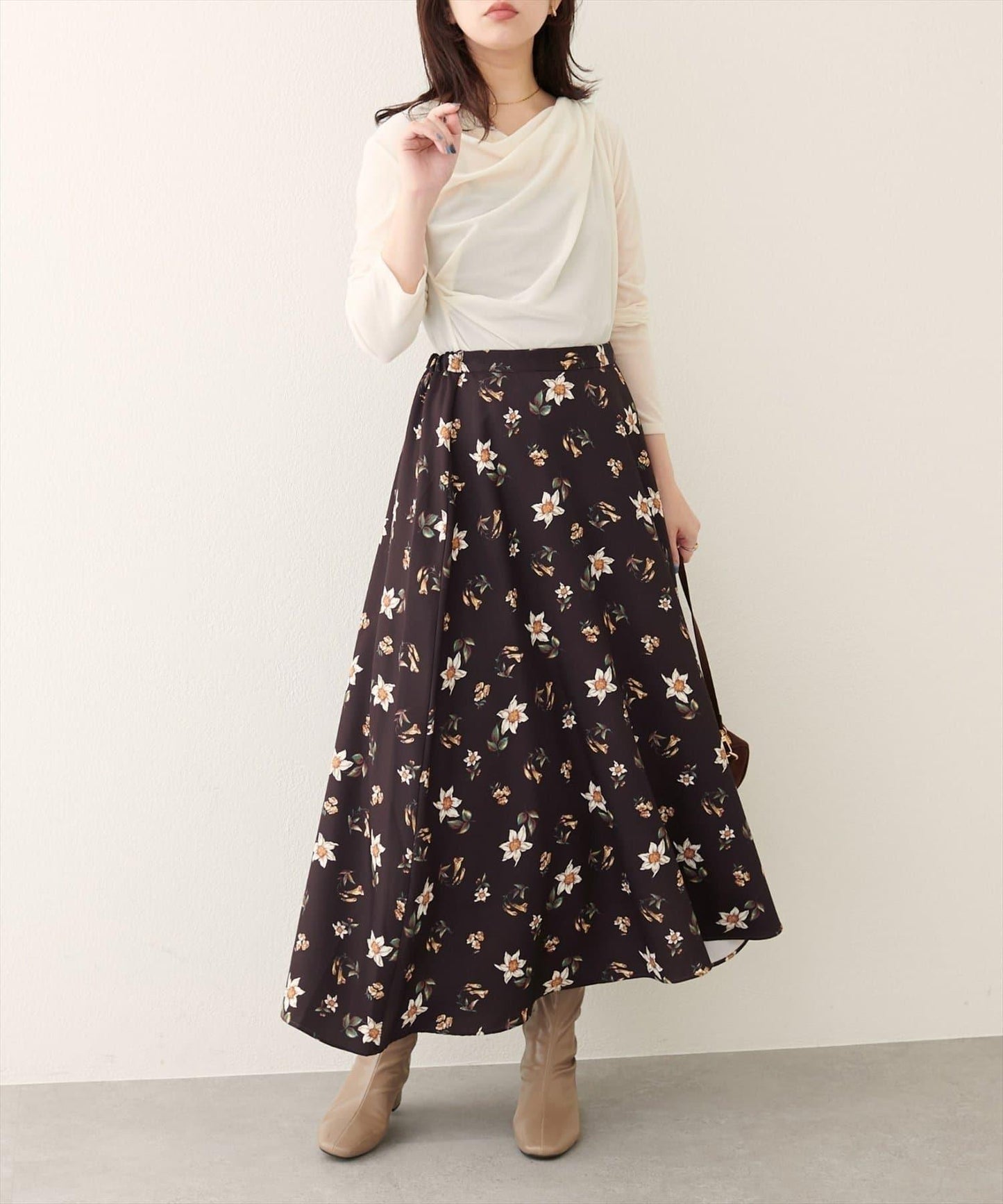 【natural couture】花卉印花喇叭裙