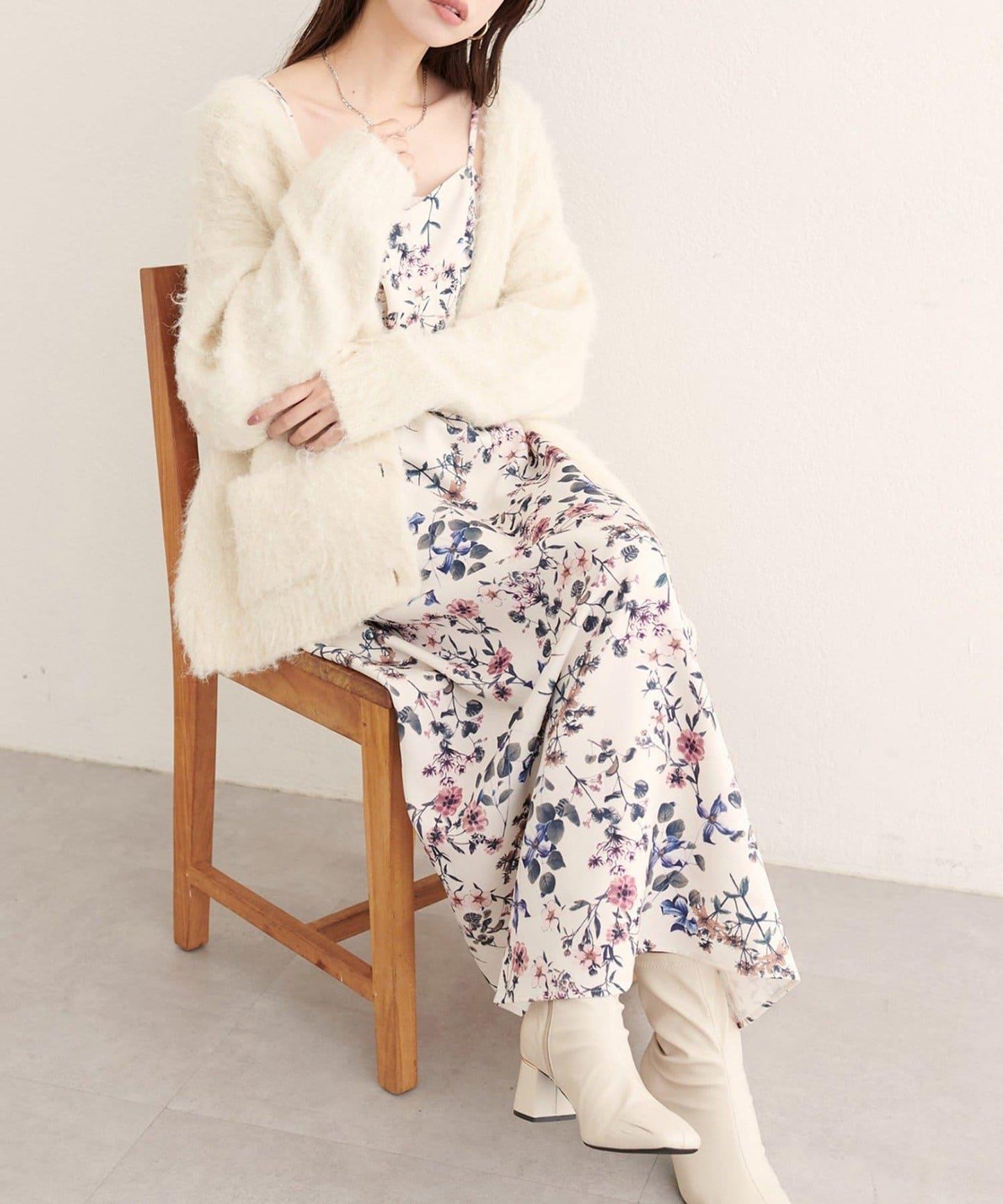 【natural couture】花卉圖案吊帶連衣裙