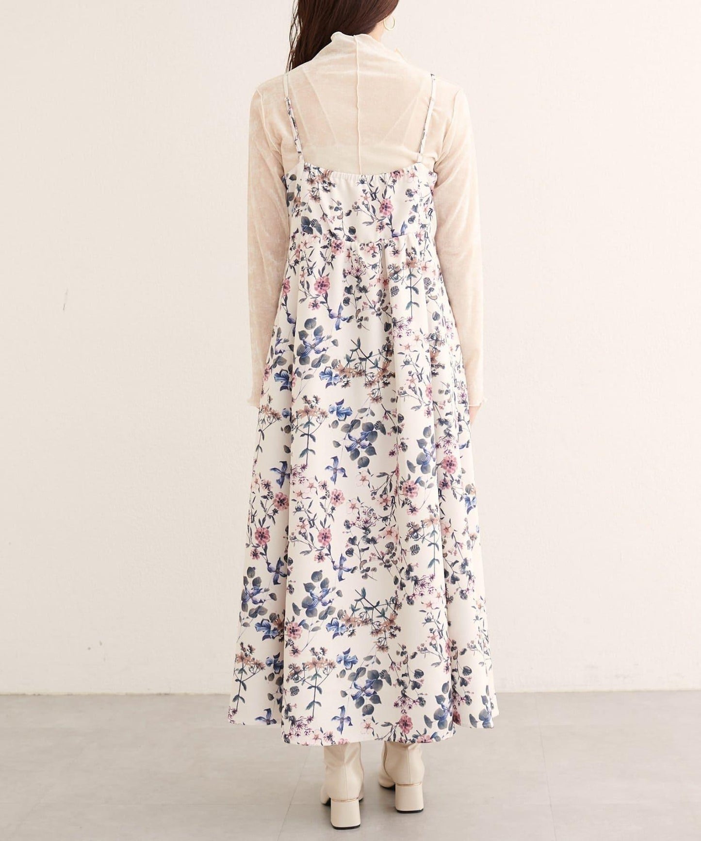 【natural couture】花卉圖案吊帶連衣裙