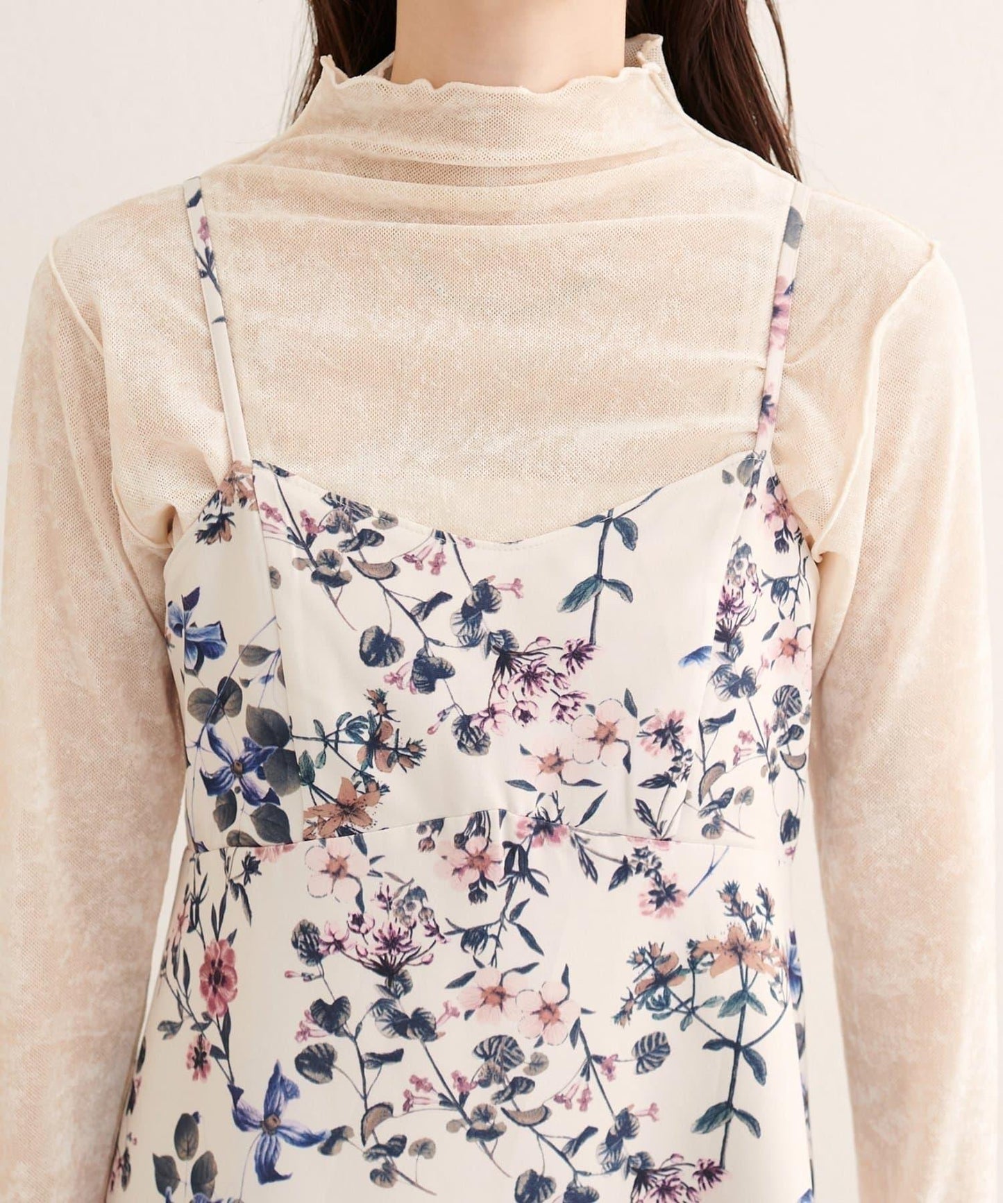 【natural couture】花卉圖案吊帶連衣裙