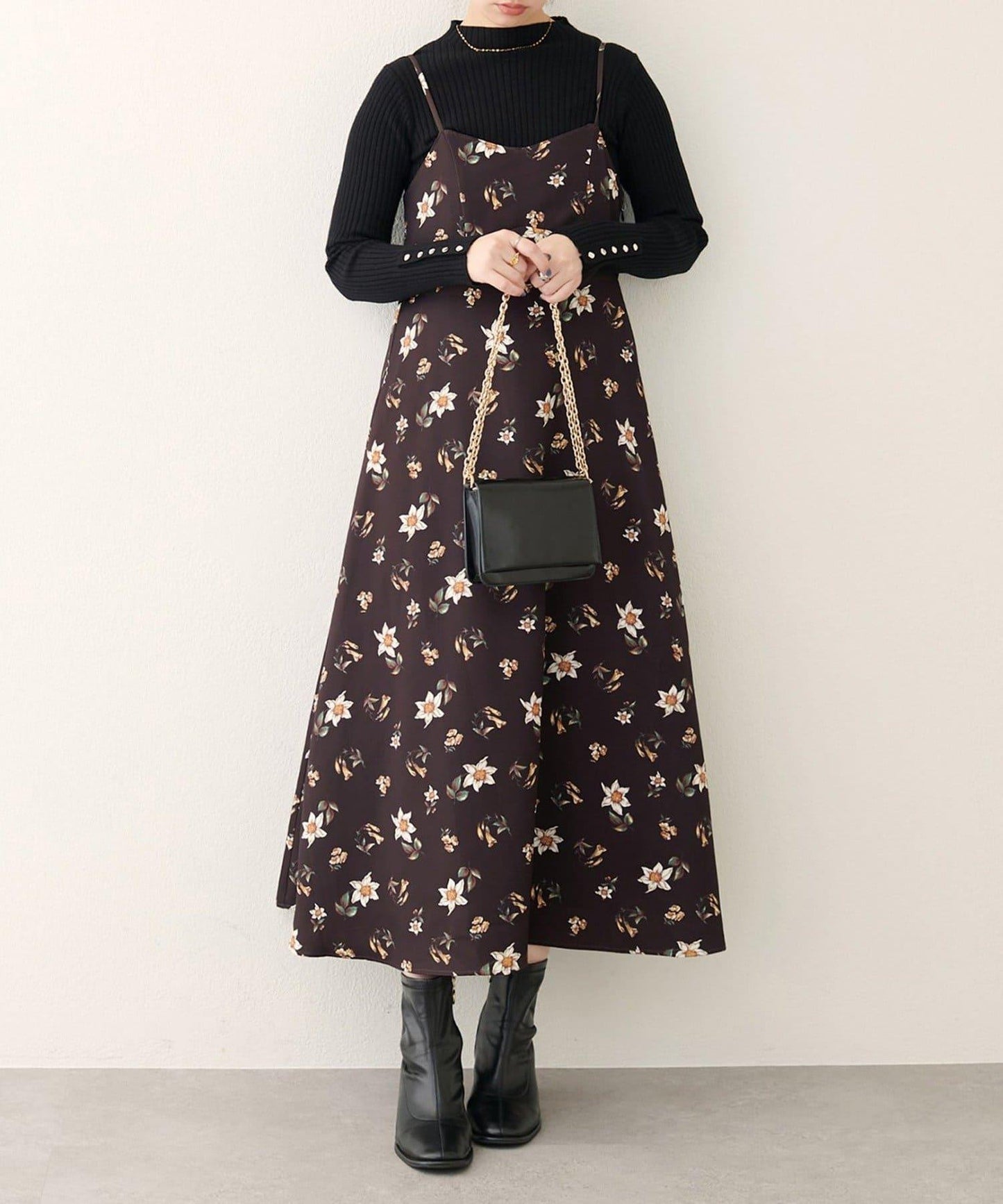 【natural couture】花卉圖案吊帶連衣裙