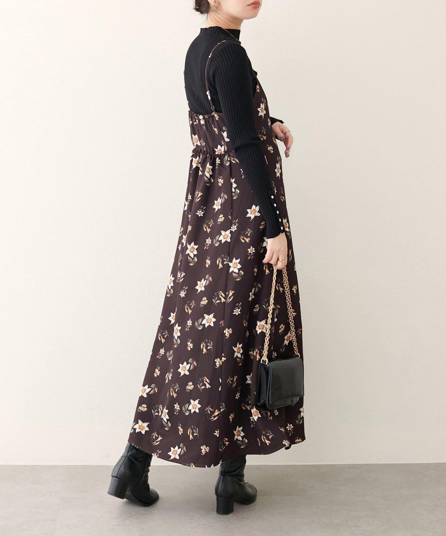 【natural couture】花卉圖案吊帶連衣裙