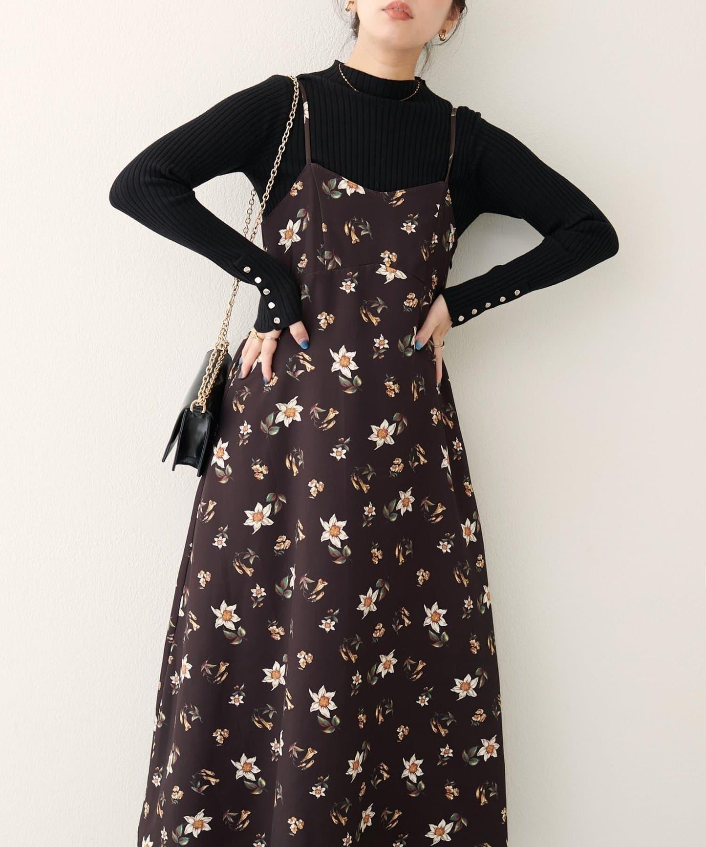 【natural couture】花卉圖案吊帶連衣裙