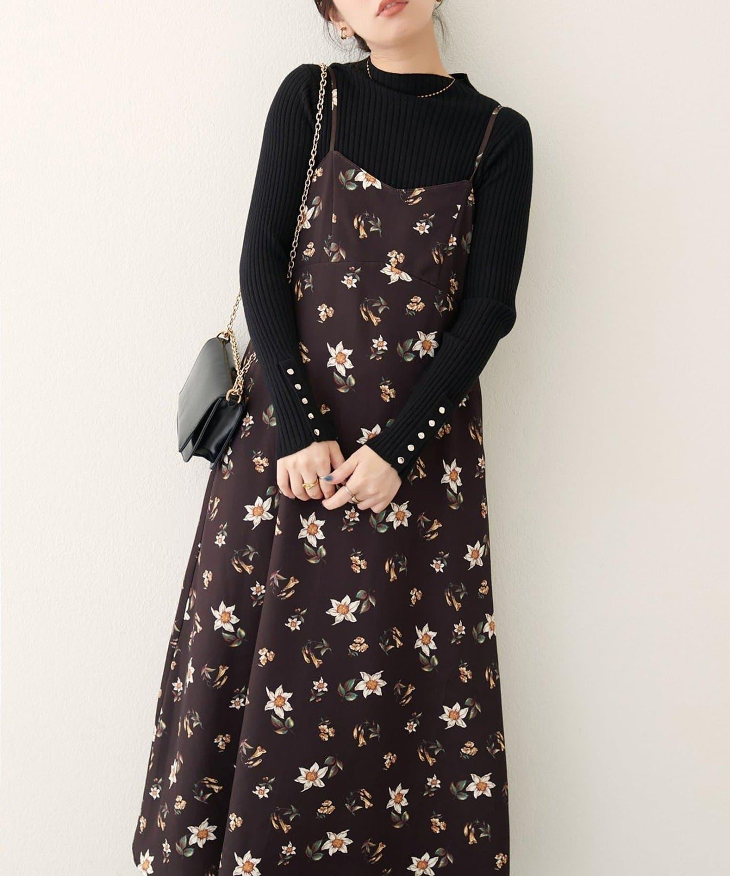 【natural couture】花卉圖案吊帶連衣裙