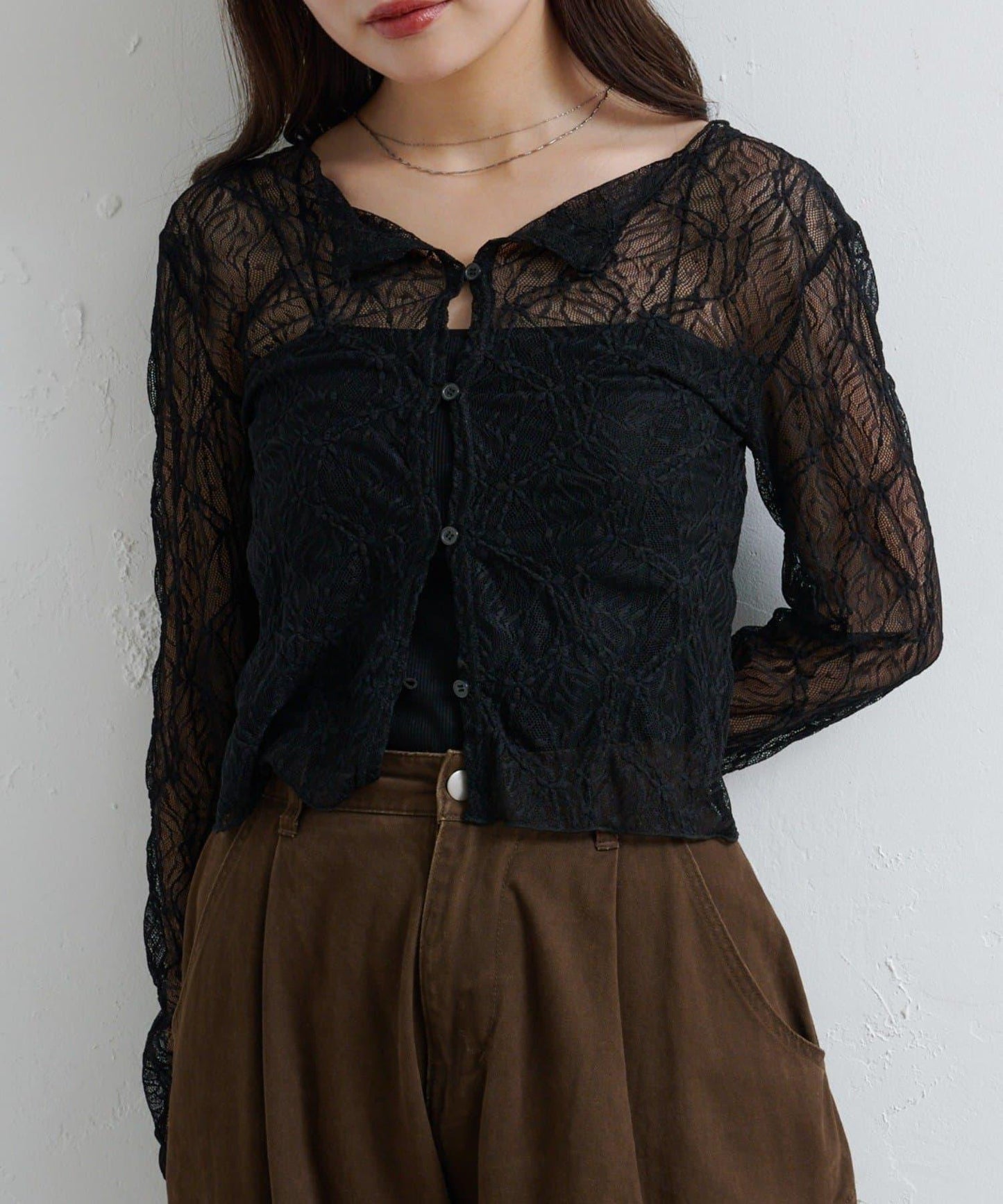 【Kastane】透視蕾絲兩穿開衫