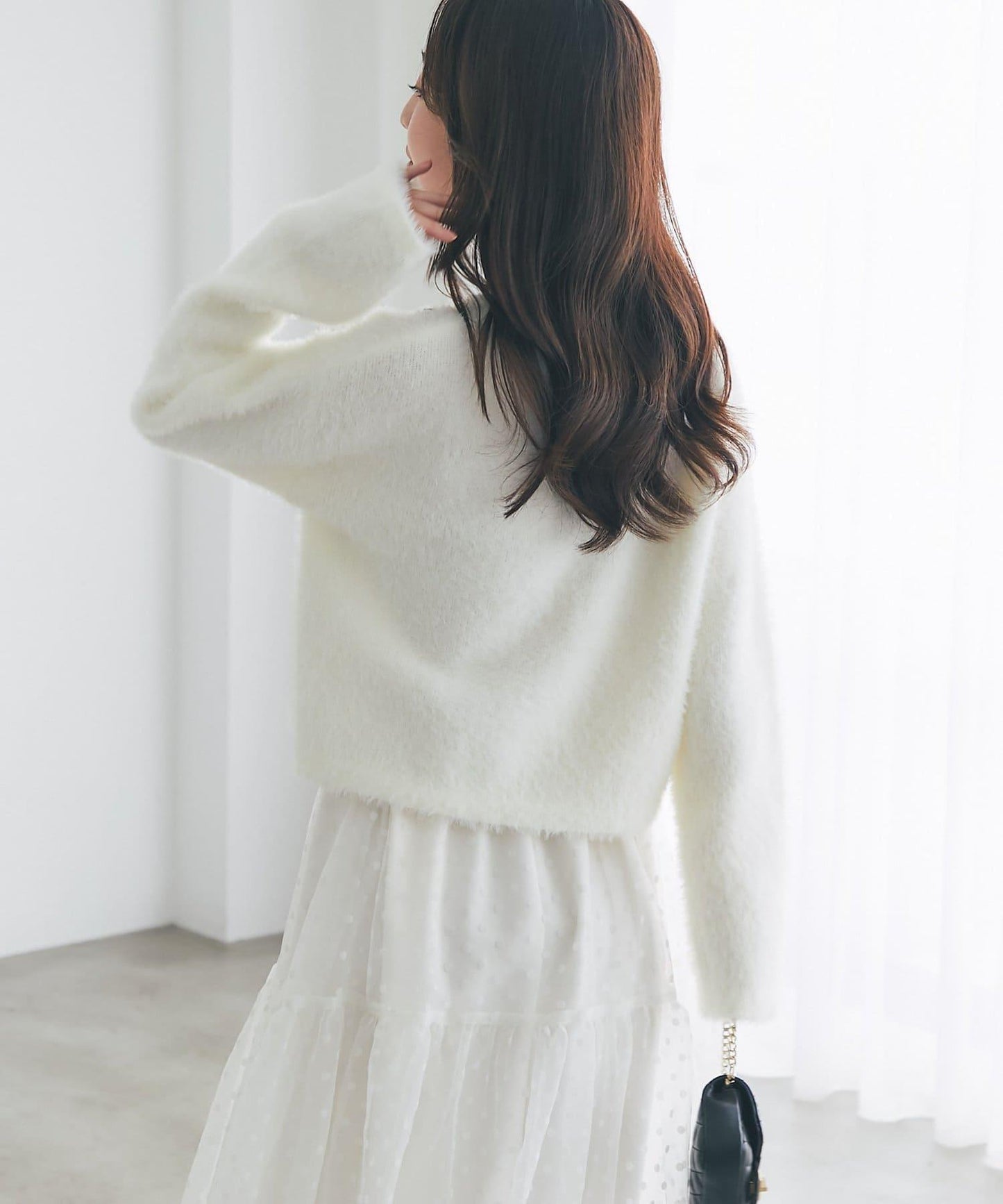 羽毛紗珠飾刺繡夾克開衫