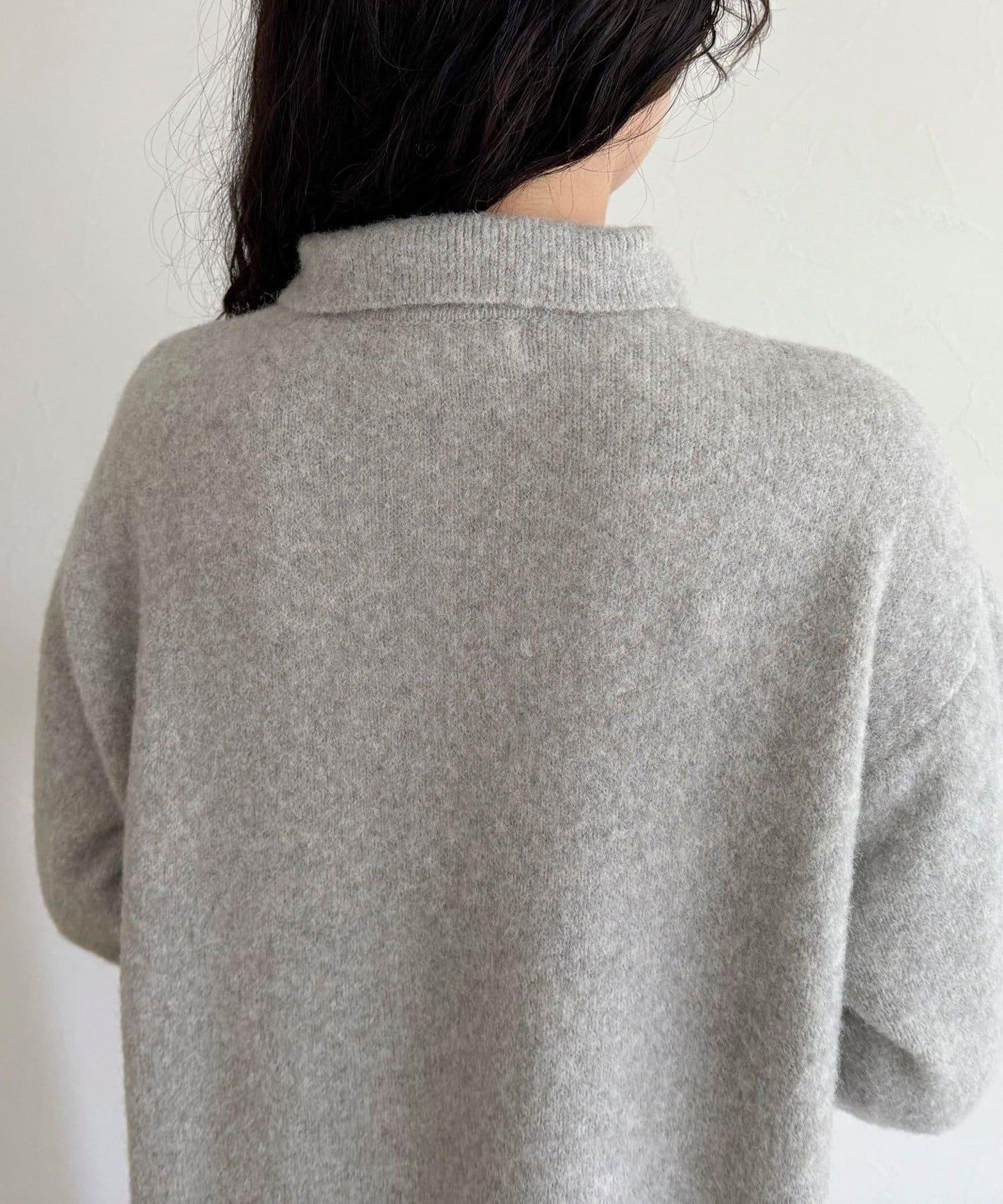 FR刺繡翻領針織連衣裙