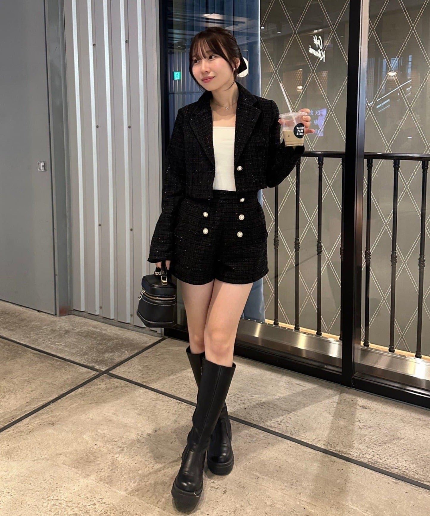 【套裝可搭配】金色紐扣粗花呢短褲