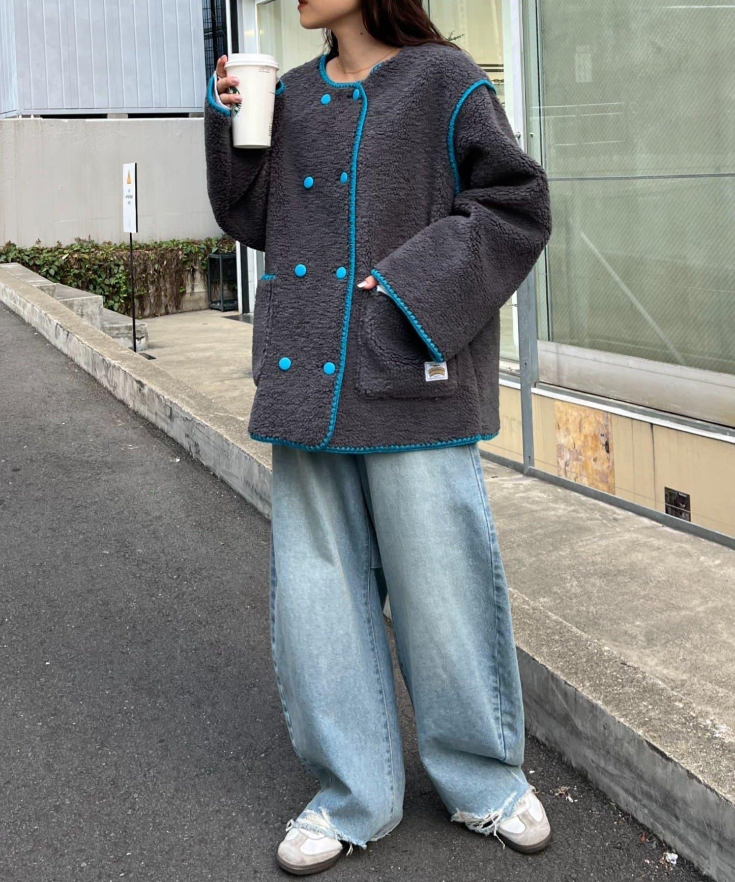 【HELLO.SANFRANCISCO】蛤殼縫線羊羔絨夾克