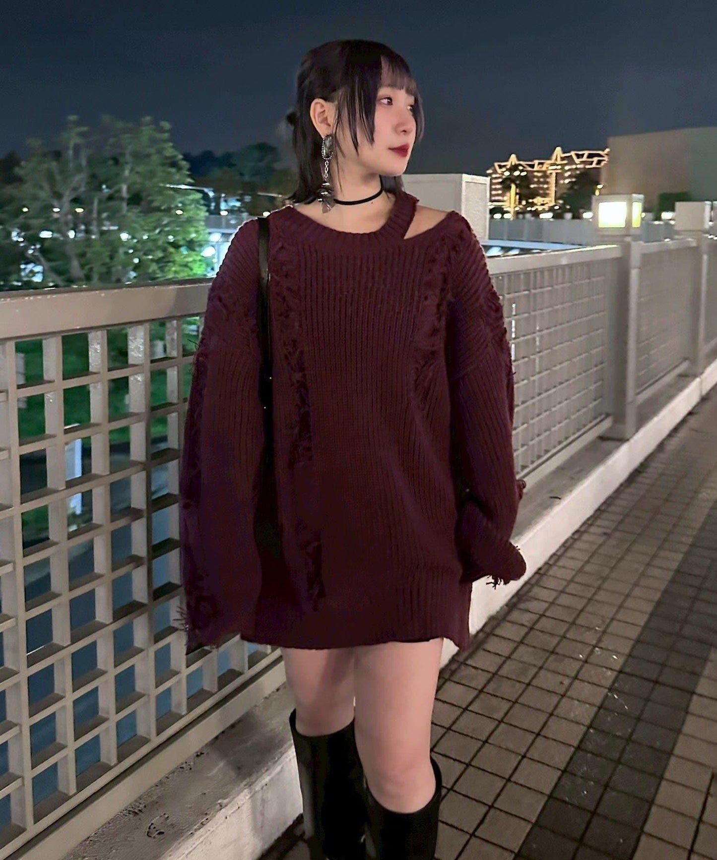 【Mavie..7】破洞流蘇寬鬆針織衫