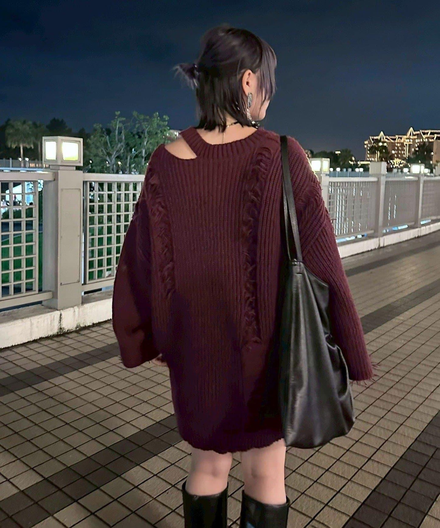 【Mavie..7】破洞流蘇寬鬆針織衫