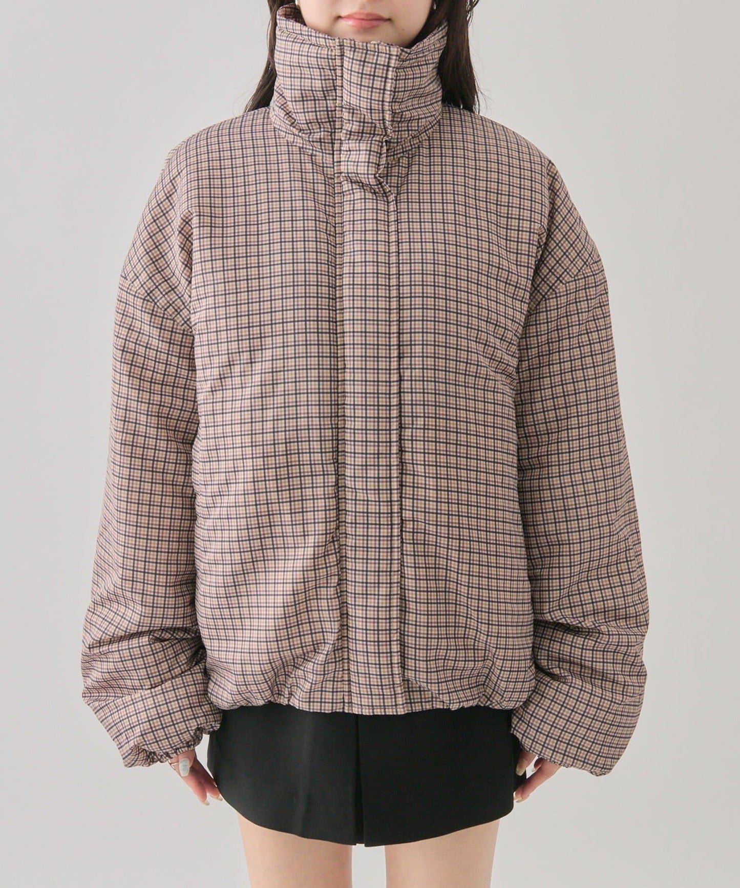 中棉格紋羽絨服