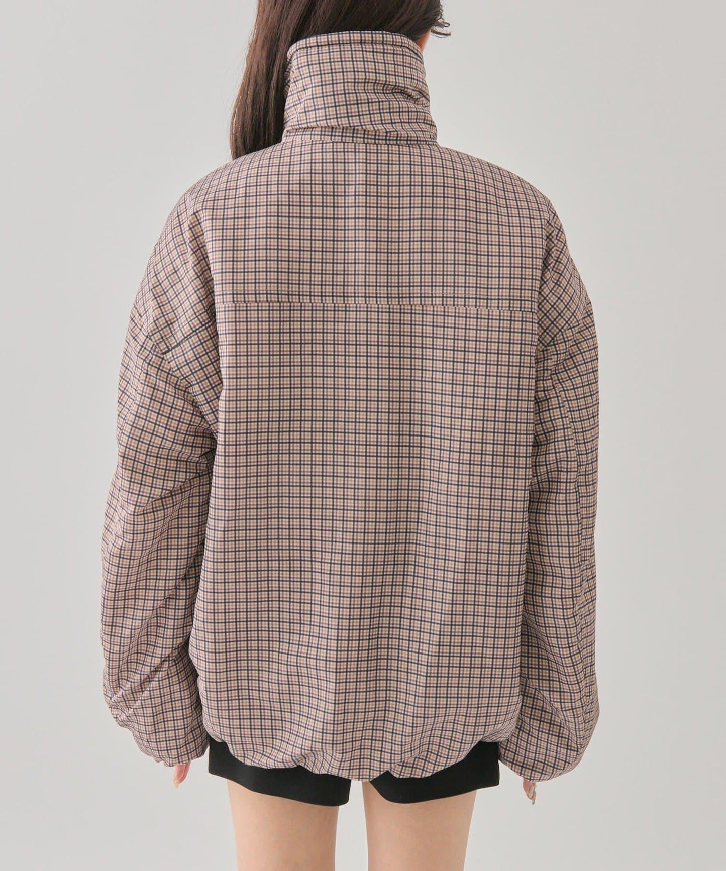 中棉格紋羽絨服