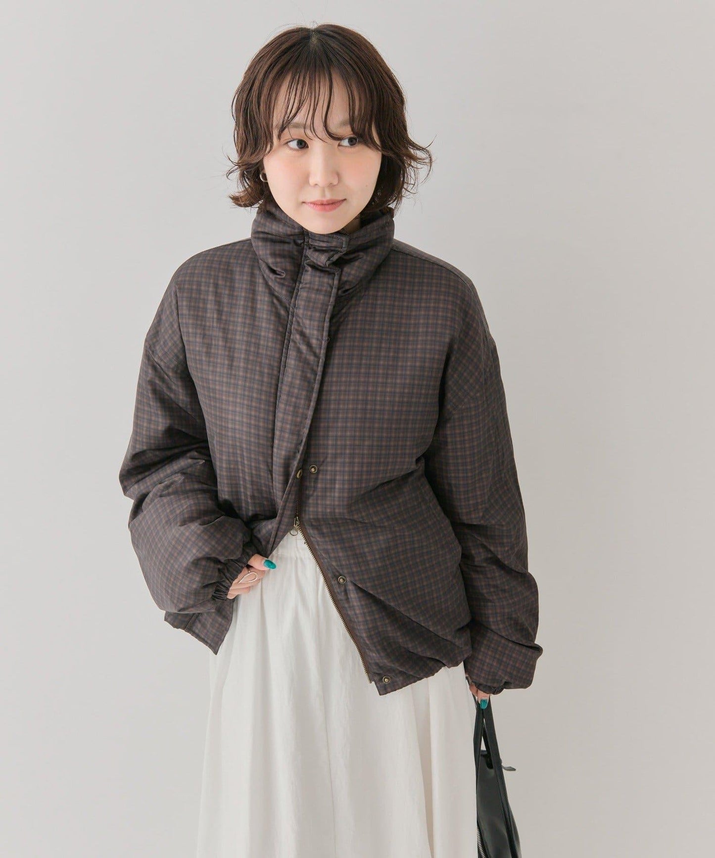 中棉格紋羽絨服