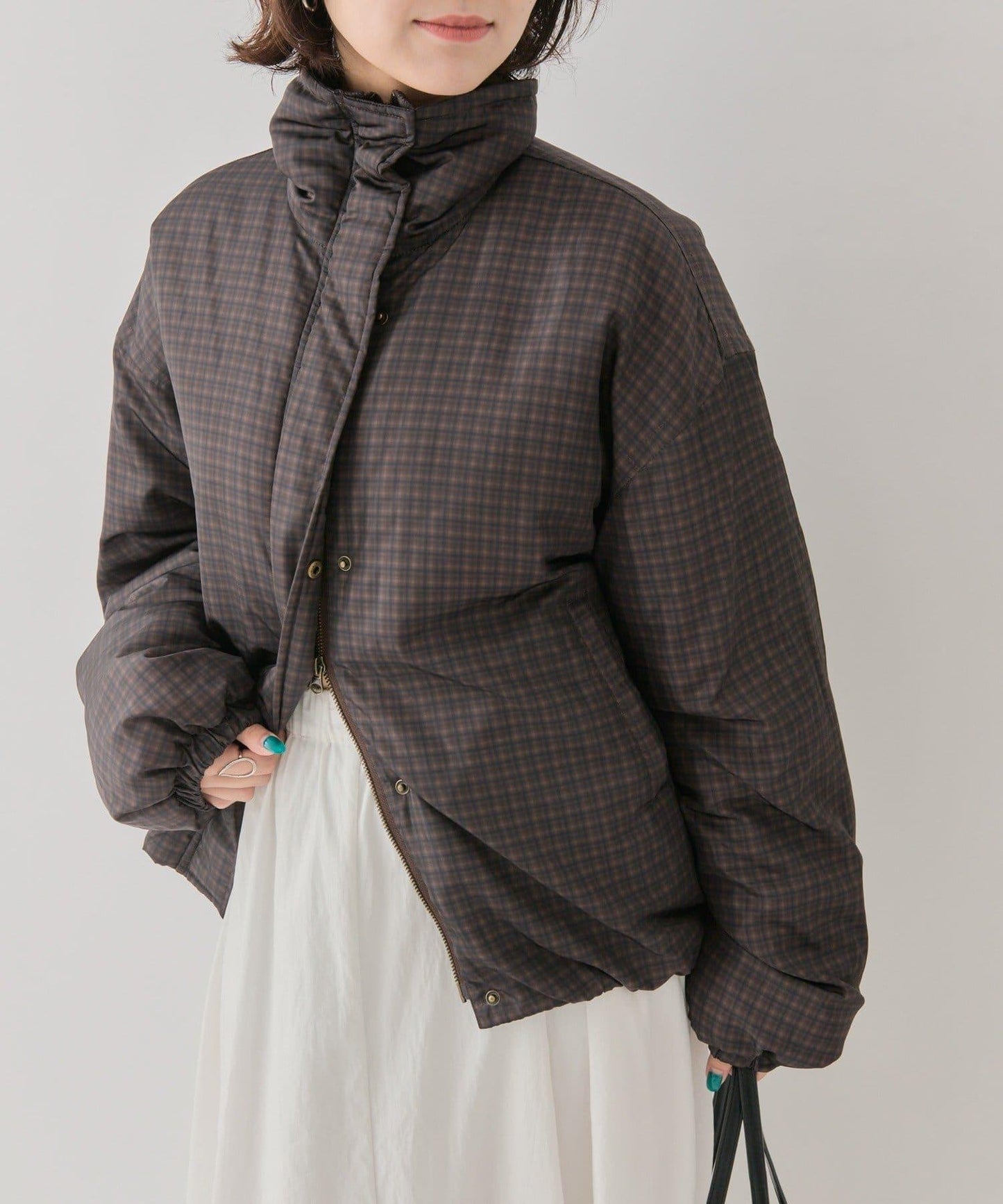 中棉格紋羽絨服