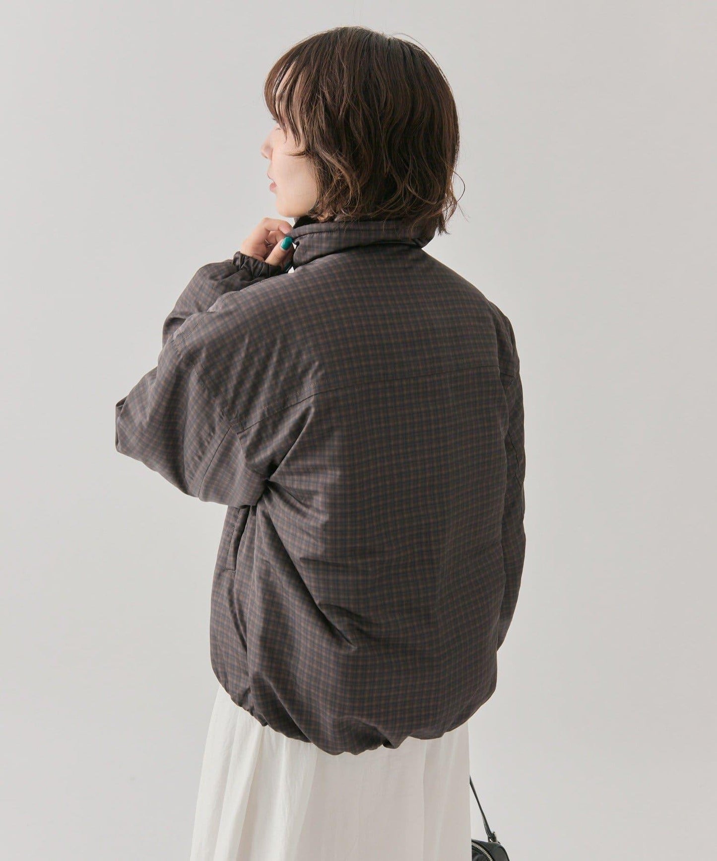 中棉格紋羽絨服