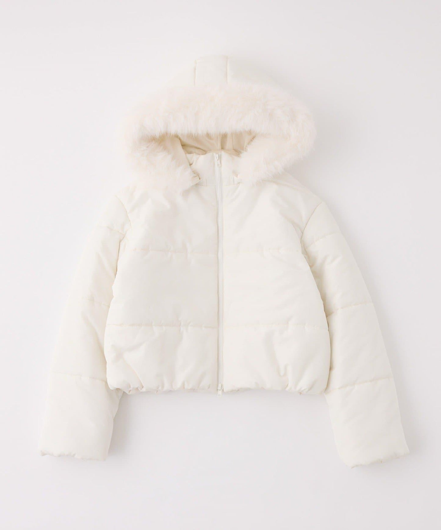 帶毛領短款仿羽絨服