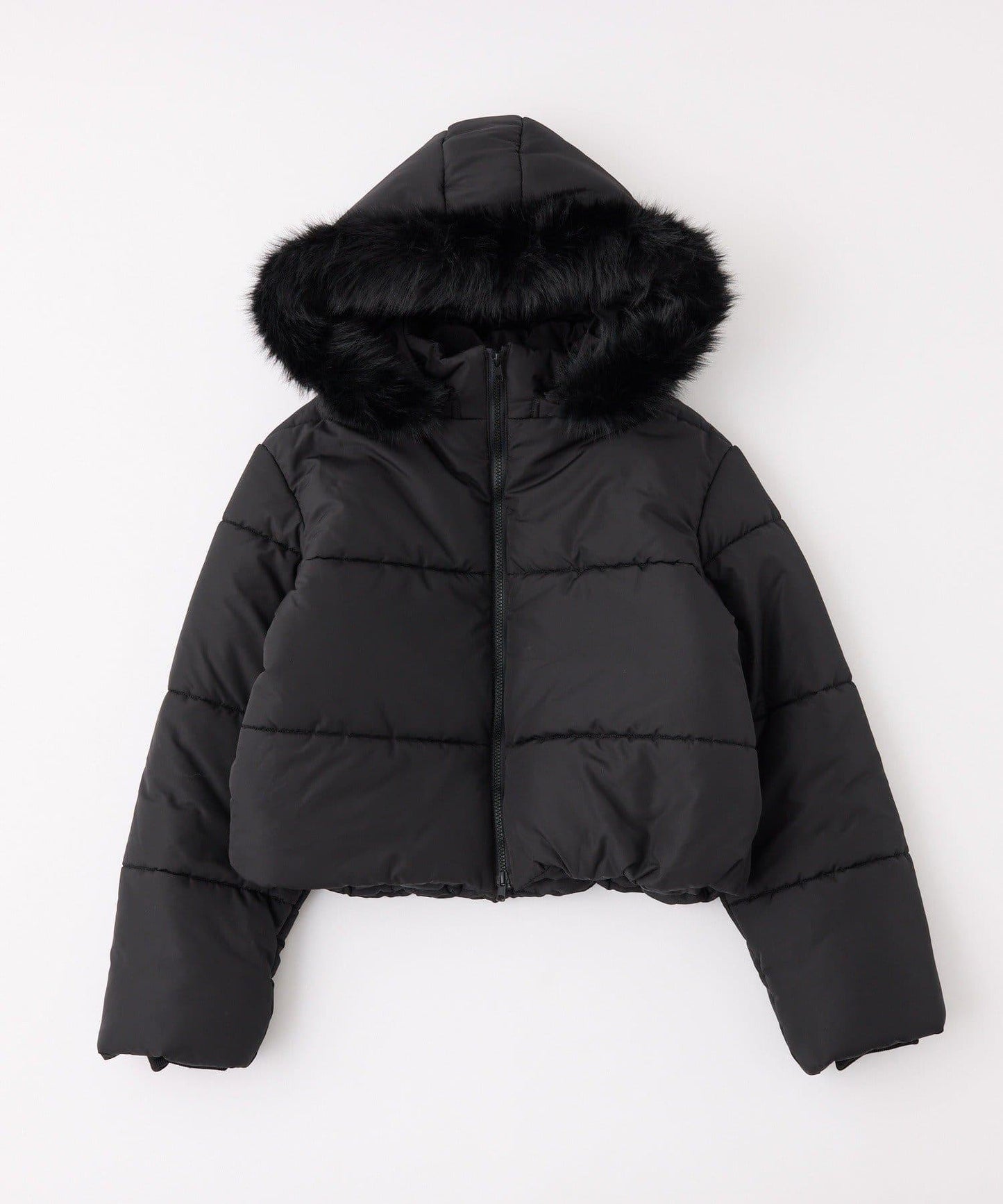 帶毛領短款仿羽絨服