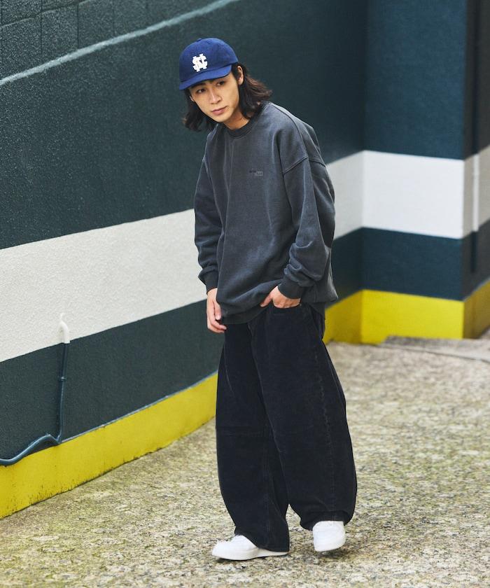 寬鬆版型漂白工藝彎曲燈芯絨長褲