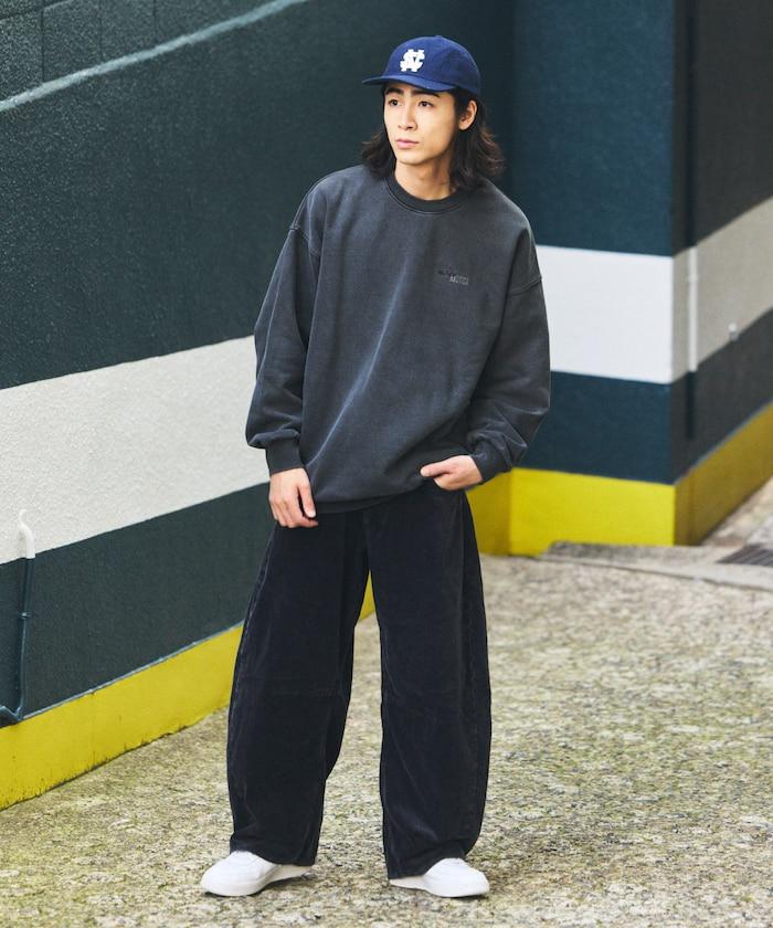 寬鬆版型漂白工藝彎曲燈芯絨長褲