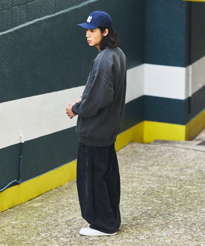 寬鬆版型漂白工藝彎曲燈芯絨長褲