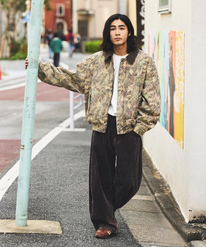 寬鬆版型漂白工藝彎曲燈芯絨長褲