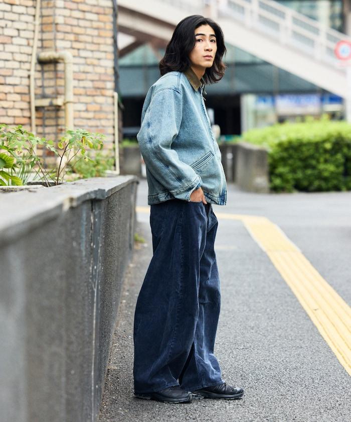 寬鬆版型漂白工藝彎曲燈芯絨長褲