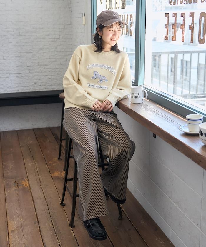 動物刺繡貼布針織套頭衫