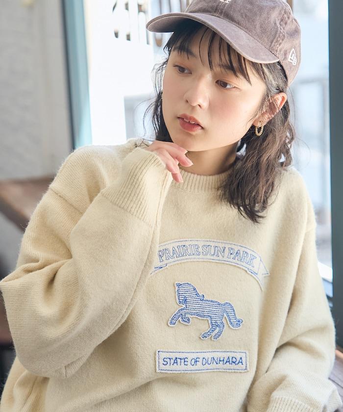 動物刺繡貼布針織套頭衫