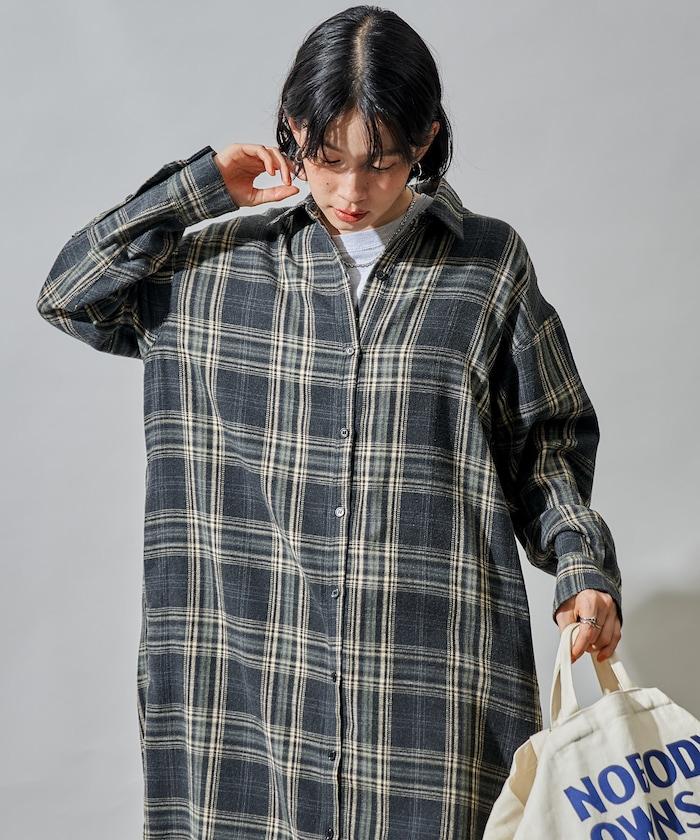 漸變格紋襯衫連衣裙