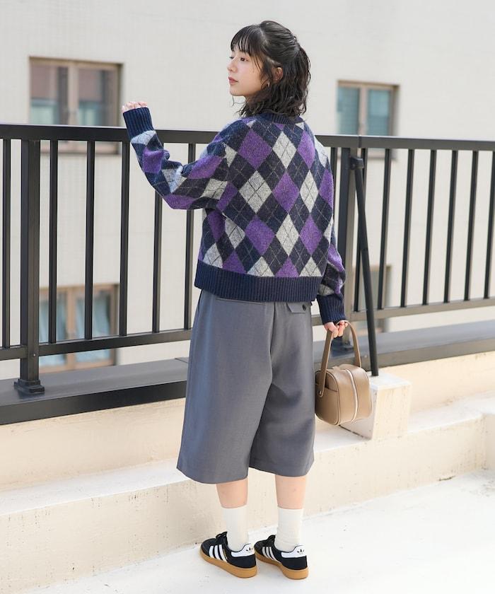 菱格V領針織衫